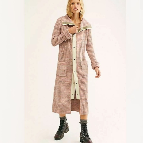 Free People Sweaters - Free People Size L Under The Boardwalk Maxi Cardigan Sweater Ribbed knit